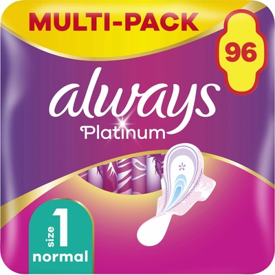 Always Platinum Normal Velikost 1 Hygienické Vložky S Křidélky 96 ks