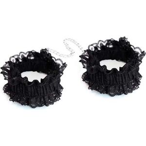 LateToBed Дантелени белзници с метална верижка "lace wrist black