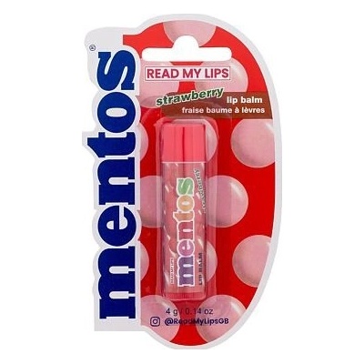 Read My Lips Mentos Strawberry Lip Balm hydratační balzám na rty s příchutí jahodových mentos 4 g