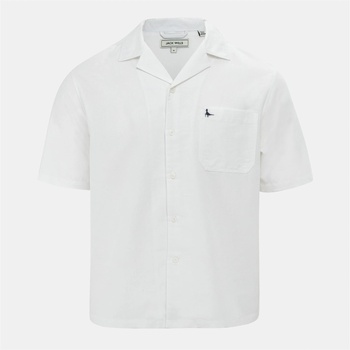 Jack Wills Риза с къс ръкав Jack Wills Men's Patterned Short Sleeve Shirt - White