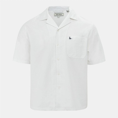 Jack Wills Риза с къс ръкав Jack Wills Men's Patterned Short Sleeve Shirt - White