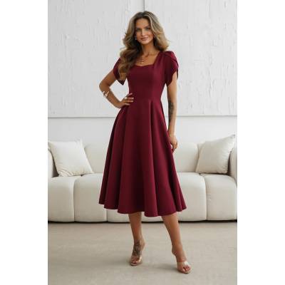 Warsaw Dress spoločenské midi šaty Bordové