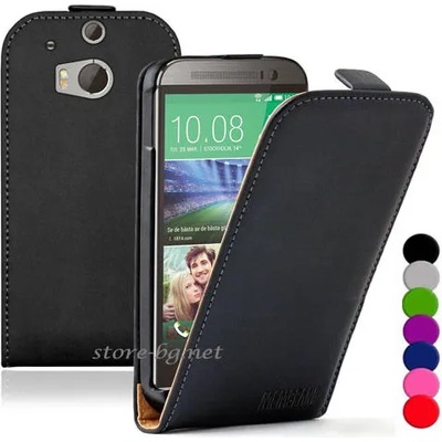 HTC One M8 Флип2 Кожен Калъф + Протектор