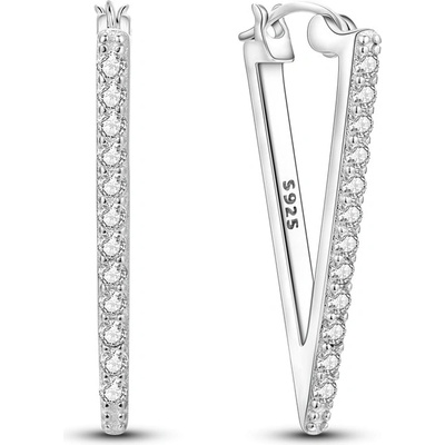 DELIS Сребърни обеци, jw607, триъгълна шарка, с родиево покритие (jw607)