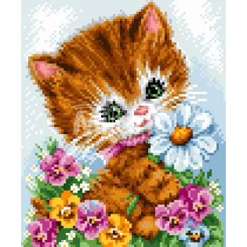 Image 1 of Milena Style Диамантен гоблен " Коте с цветенца"