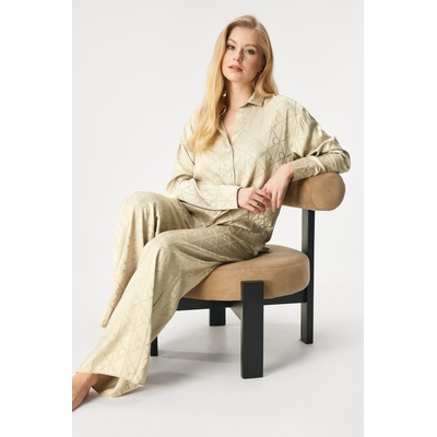 Calvin Klein Дамска сатенена пижама Calvin Klein Satin Aop дълга (LV00QS7574_pyz)