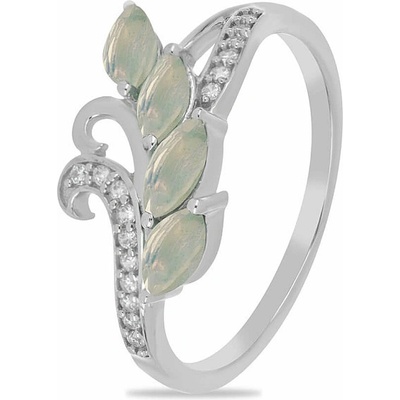 Nefertitis Prsten stříbrný s etiopskými opály a zirkony 026347 ETOP