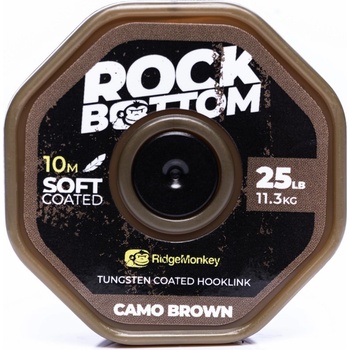 RidgeMonkey šňůra RM-Tec Rock Bottom Tungsten Coated Soft 25lbs 10m Camo Brown