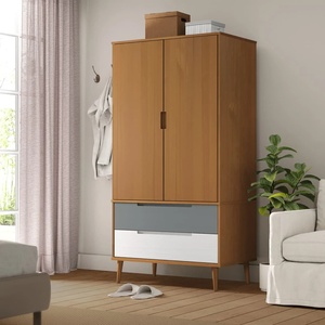 vidaXL Гардероб MOLDE, кафяв, 90x55x175 см, бор масив (350522)