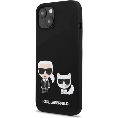 KARL LAGERFELD Karl & Choupette Silicone Case - дизайнерски силиконов кейс за iPhone 13 (черен)