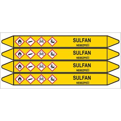 Značení potrubí, sulfan,4 ks, 250 × 26 mm PZ 007648