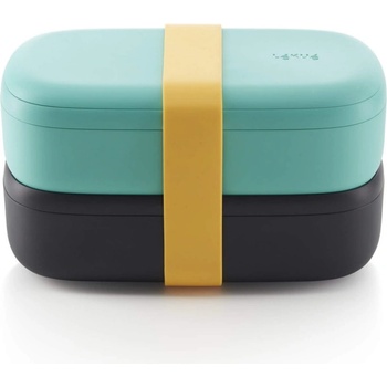 Lékué Комплект 2 бр кутии за храна Lekue On The Go 1010220, 500 мл, Херметично затваряне, Отделение за прибори, Клапан за микровълнова, Тюркоаз (1010220)