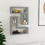 vidaXL Стенни рафтове 2 бр сив сонома 50x15x50 см инженерно дърво (826642)