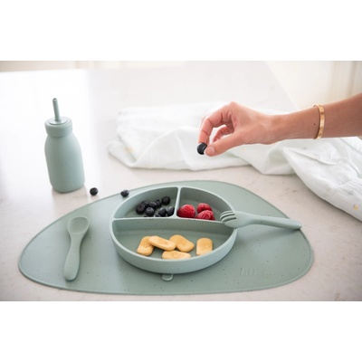 KIKKABOO Láhev s brčkem Platinum Silicone Sage