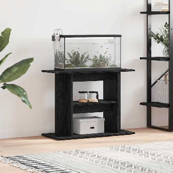 vidaXL Поставка за аквариум, черно и дъб, 80x35x60 см, инженерно дърво (862149)
