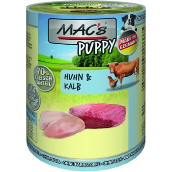 MAC's Mac’s Dog Puppy, консерва за подрастващи кучета, БЕЗ ЗЪРНО, с птиче и говеждо (мин. 70% месо), 400 гр - Германия - 918VE