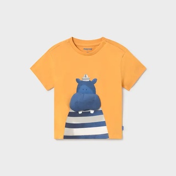 MAYORAL Оранжева тениска къс ръкав апликация хипопотам за бебе момче Mayoral