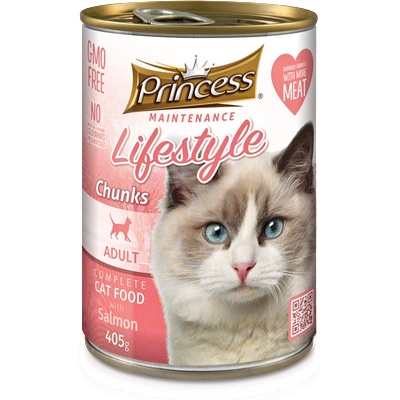 Petnutrition ПОСЛЕДНИ БРОЙКИ: Бюджетна серия мокра храна за котки Princess Lifestyle парченца сьомга в сос