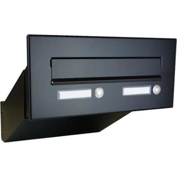 DOLS D-041 ČD-3 RAL9005 - poštová schránka na zamurovanie, s 2x menovkou a 2x zvončekovým tlačidlom, čierna