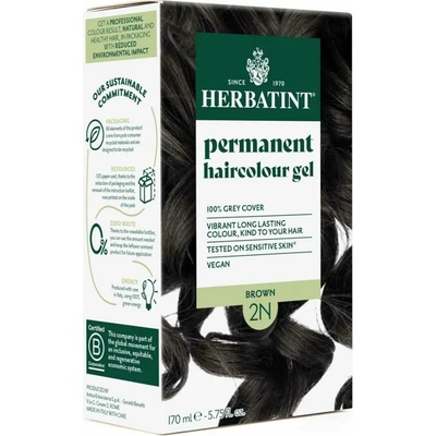 Herbatint Bylinná trvalá barva na vlasy Hnědá (2N) 170 ml