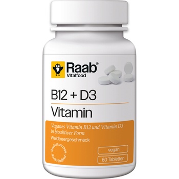 Raab Vitalfood Витамин В12 + d3 - 60 таблетки за смучене
