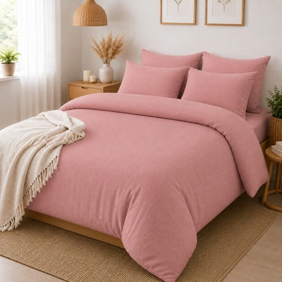 Takoy Povlečení z hladkého mušelínu 140x200 set růžová-HT-01275 | 140x200 cm, 70x90 cm set