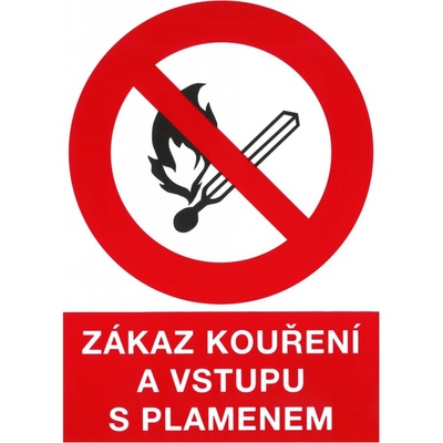 Značka výstrahy_"Zákaz kouření a vstupu s plamenem"_A4_(P)
