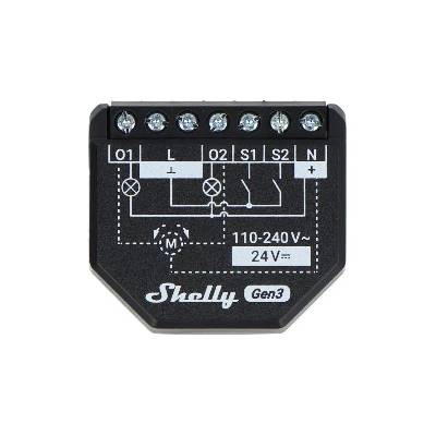 Shelly 2PM GEN3 - Dvoukanálový chytrý spínač s měřením spotřeby energie (Wi-Fi, Bluetooth)