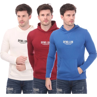 DFND London Тениска DFND London Men's Long-Sleeve T-Shirt - White/Blue/Burg