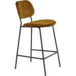 Light & Living Бар стол от кадифе в цвят горчица 92 cm Emma - Light & Living (6772160)