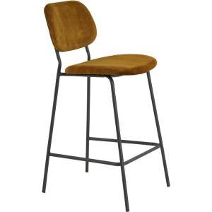 Light & Living Бар стол от кадифе в цвят горчица 92 cm Emma - Light & Living (6772160)