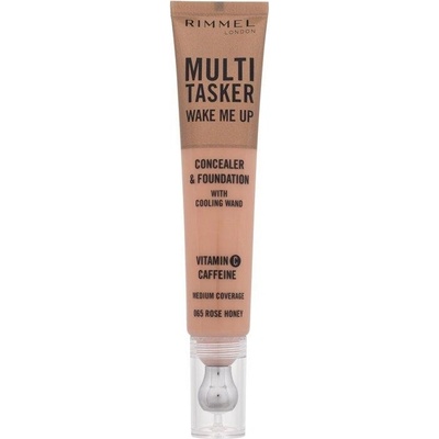 Rimmel London Multi Tasker rozjasňující korektor a make-up 065 Rose Honey 20 ml
