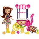 Mattel FJH11-FCG93 Enchantimals Pojazdný obchod s ovocím bábika Merit Monkey s opičkou