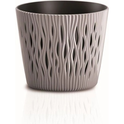 PlasticFuture Kvetináč s vložkou Sandy Round mocca, 12,8 cm