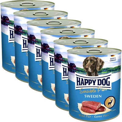 Happy Dog Wild Pur Sweden divina, 6 x 800г