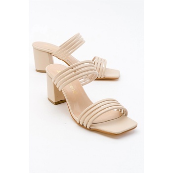 Moda Trend Дамски чехли с ток - Бежови #381681 (381681_Бежов)