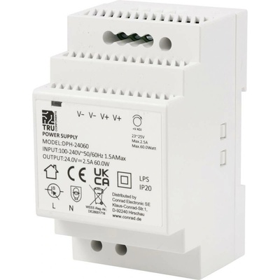 TRU COMPONENTS DPH-24060 sieťový zdroj na montážnu lištu (DIN lištu), 24 V/DC, 2.5 A, 60 W, výstupy 1 x