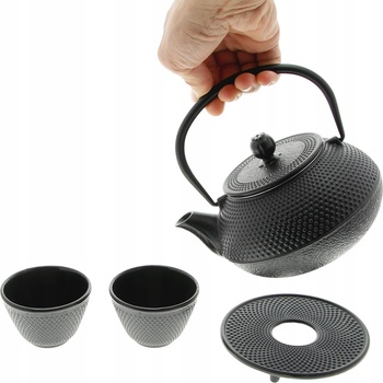 HIT liatinová + šálky 0,8 l 4 ks čierna