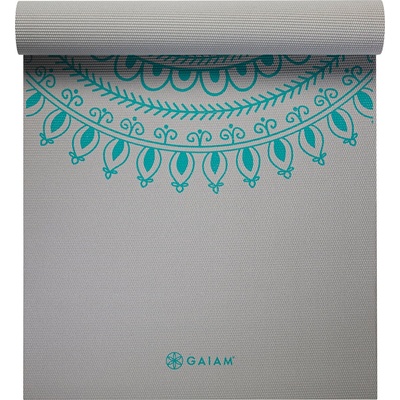 GAIAM Постелка за йога longer / wider marrakesh - сиво с тюркоазен дизайн