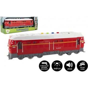 Teddies Lokomotiva/Vlak červená plast 34cm na baterie se zvukem se světlem v krabičce 41x16x12cm