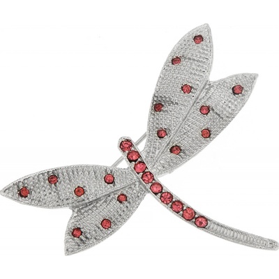 Biju brož vážka s broušenými kamínky červená 9001674-3