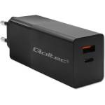 Qoltec 52382 GaN POWER PRO зарядно устройство, 100W, USB-C/USB-A, PD, черно (52382)