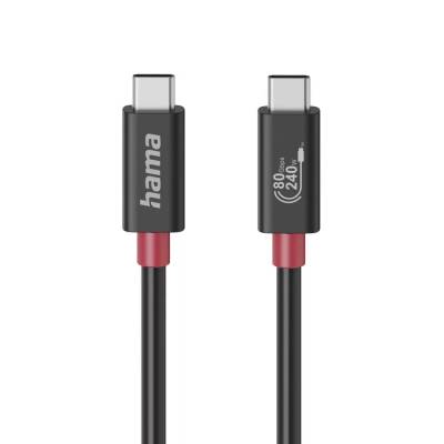Кабел USB-C еMarker, USB 4 Gen 4, 80 Gbit/s, 1 м, 5 A, 240 W , черен (HAMA-200799)