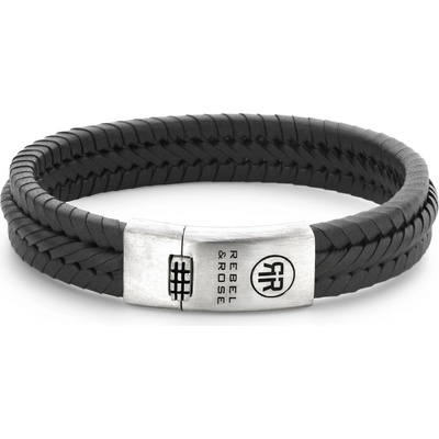 Rebel & Rose Pánsky kožený náramok Twisted Anthracite RR-L0154-S-L