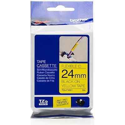 TZE-FX651 čierna na žltej flexibilná 24 mm