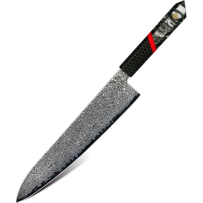 IZMAEL Damaškový kuchynský nôž Zankuro Chef/Čierna/Červená 23 cm