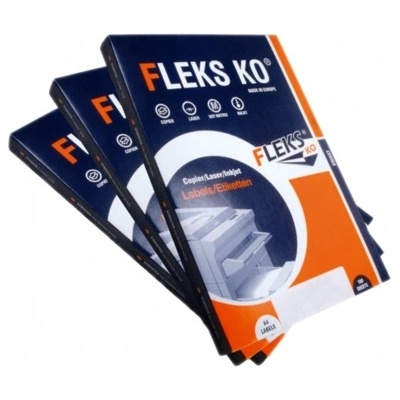 Fleks-Ko Етикети за принтери Fleks-Ko, формат А4, размер 63.5x38.1mm, 21бр. на лист, опаковка от 100 листа, бели (OK15417)