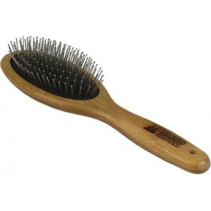 Bamboo Groom Oval Pin Brush with Steel Pins - бамбукова четка за едри породи с всякакъв тип козина - размер L: 5, 8 см ширина х 21, 6 см височина BGPBLG