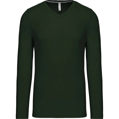 Kariban v-neck k358 / Мъжка тениска с дълъг ръкав - горско зелено xxl (20k35807405)