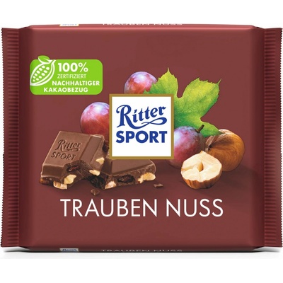 Ritter Sport čokoláda s kalifornskými hrozienkami a lieskovými orechmi 100 g